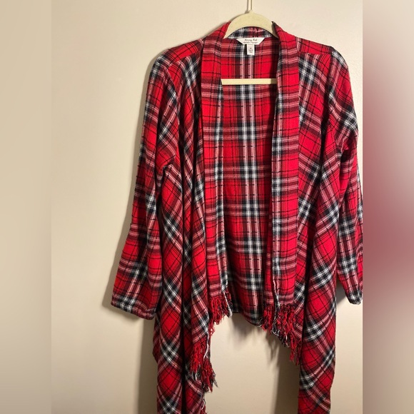 Krazy Kat Red & Black Plaid Women's Flannel Cardigan Medium EUC - Picture 2 of 7